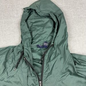 Gap Jacket Mens L Green Windbreaker Hooded Lightweight Pockets Nylon Zip Front